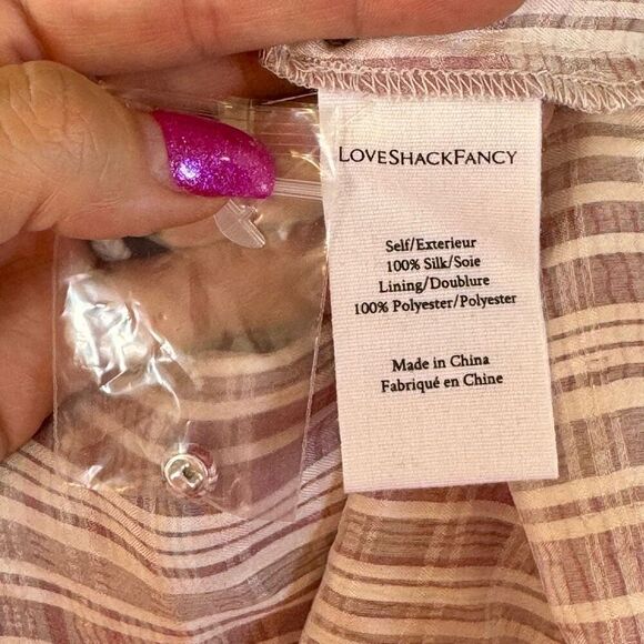NWT Love Shack Fancy x  Free People Silk Sloane Blush Plaid Silk Maxi Dress XS - Picture 9 of 13